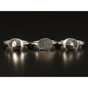 Michael Dawkins Sterling Silver Set of 3 Stackable Textured Rings - Size 6
